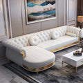 Arabic Luxury Chesterfield Leather Sofa Living Room Sofas Hot Sale White Modern Home Furniture Solid Wood Frame European Style