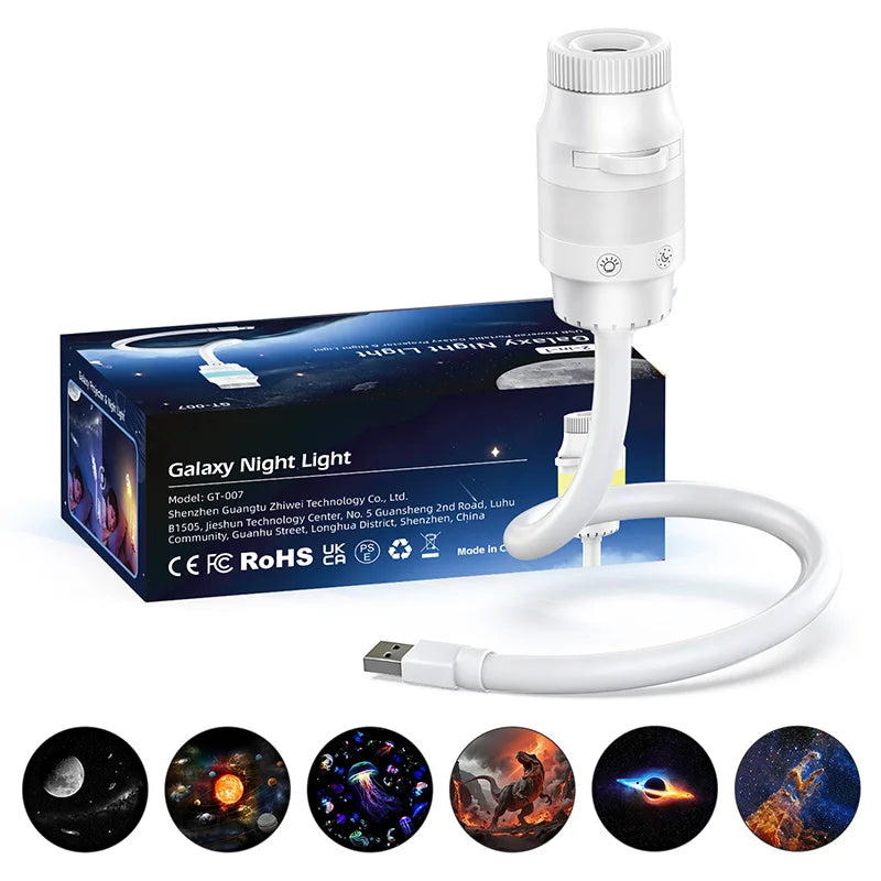 2-in-1 USB Galaxy Star Sky Projector Night Light 360° Adjustable Brightness Nebula Star Projector Lamp For Car Bedroom Xmas Gift