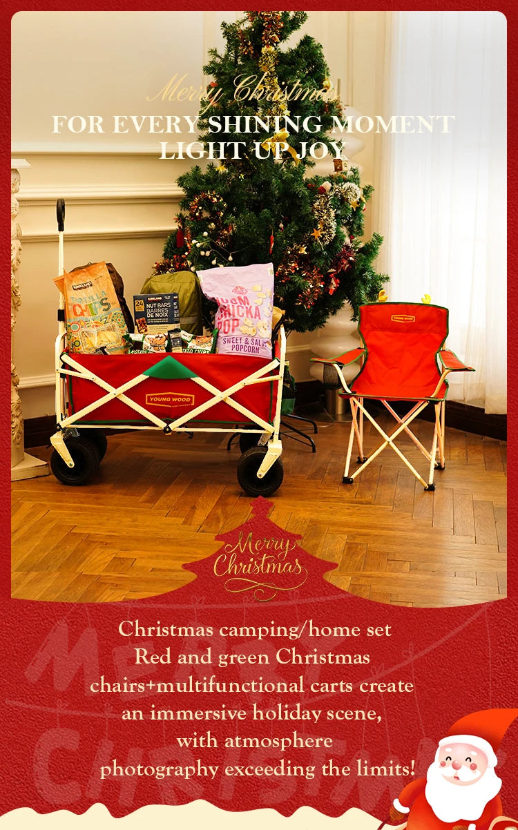 Christmas atmosphere beach stool, convenient camping folding chair camping cart, lightweight Christmas dining chair living chair