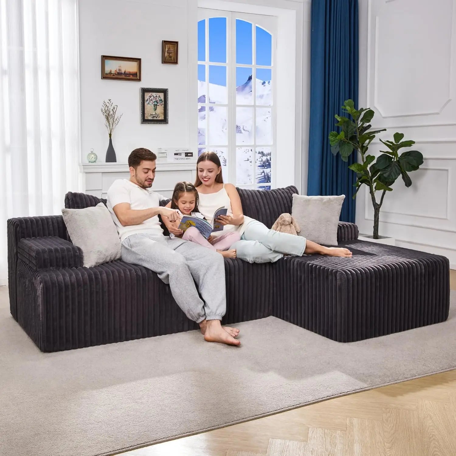 Modular Sectional Sofa Couches L-Shape Couch 3 Seat Modular Sofa Memory Foam Sectional Couches for Living Room,, Customized