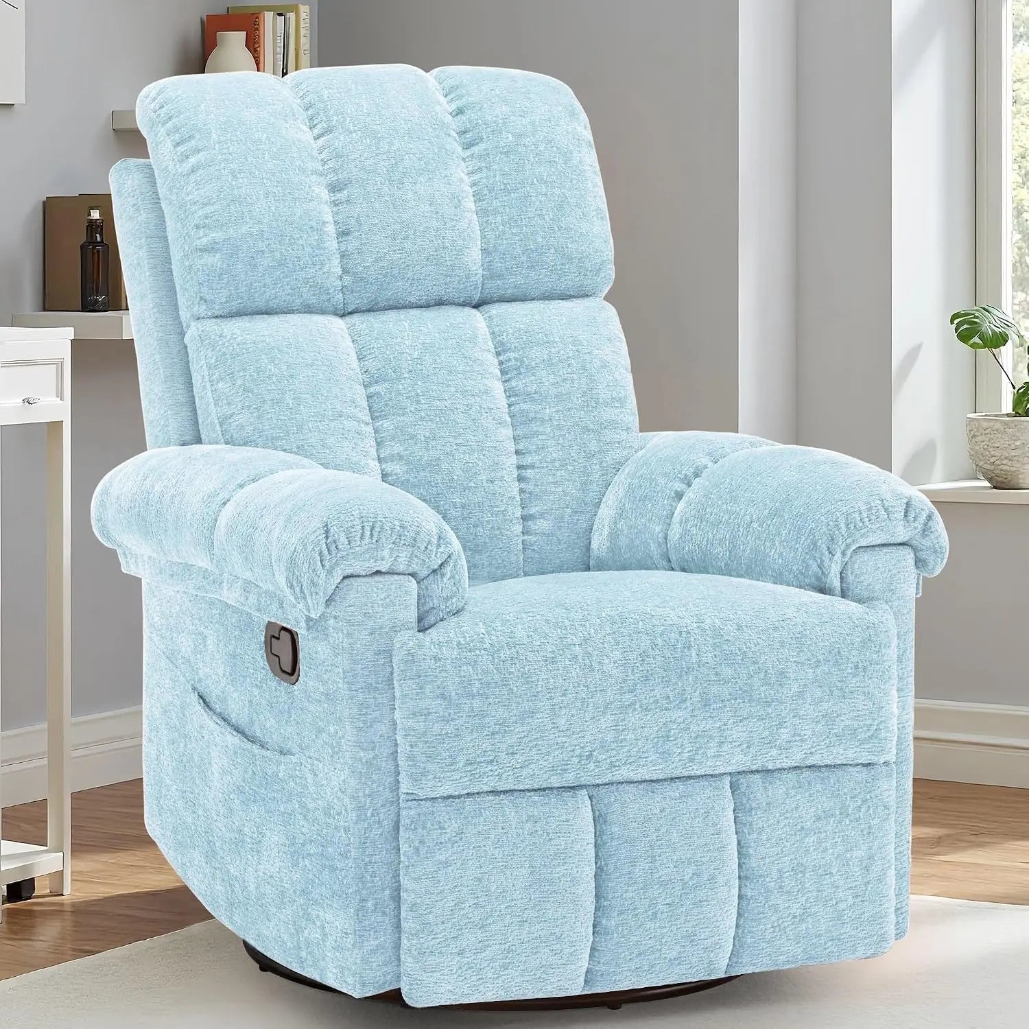Manual Upholstered Swivel Rocker Recliner,Compact Small Space Reclining Chair For Adults, Custom