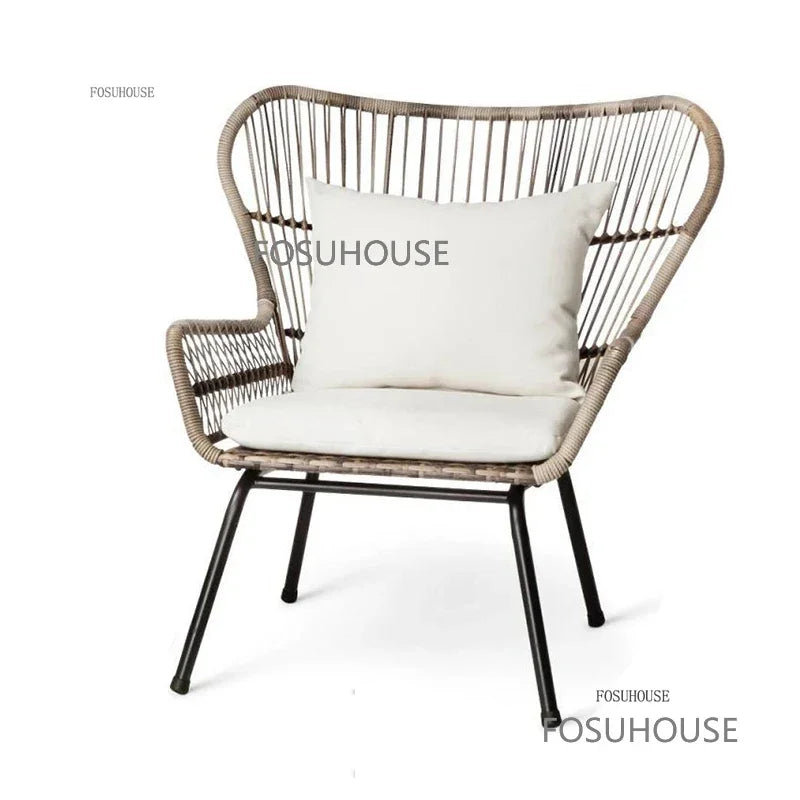 Terrace Rattan Chairs Tea Table Three Piece Set Modern Outdoor Furniture For Balcony Courtyard Garden Leisure outdoor Armchair