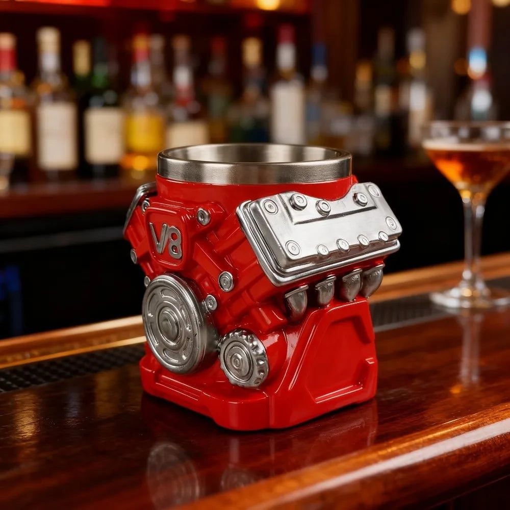 Creative Retro Engine Coffee Cup V6/V8/V12 With Handle Drinking Cup 3D Resin Tea Mugs Office