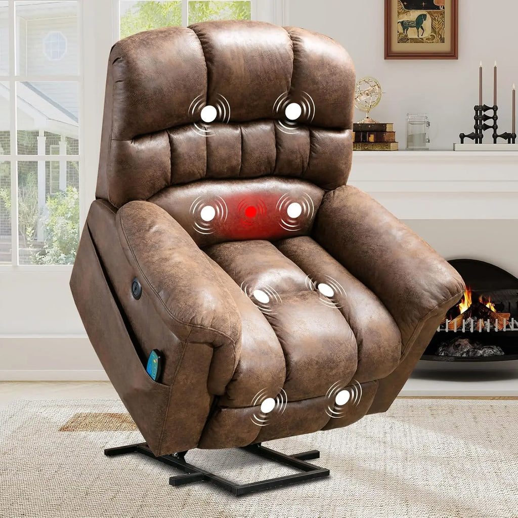 Massage Recliner Chair, Overstuffed Rocker Lazy Boy Chairs with Vibration&Gently Heat,Fabric Ergonomic Manual Nursery, Custom