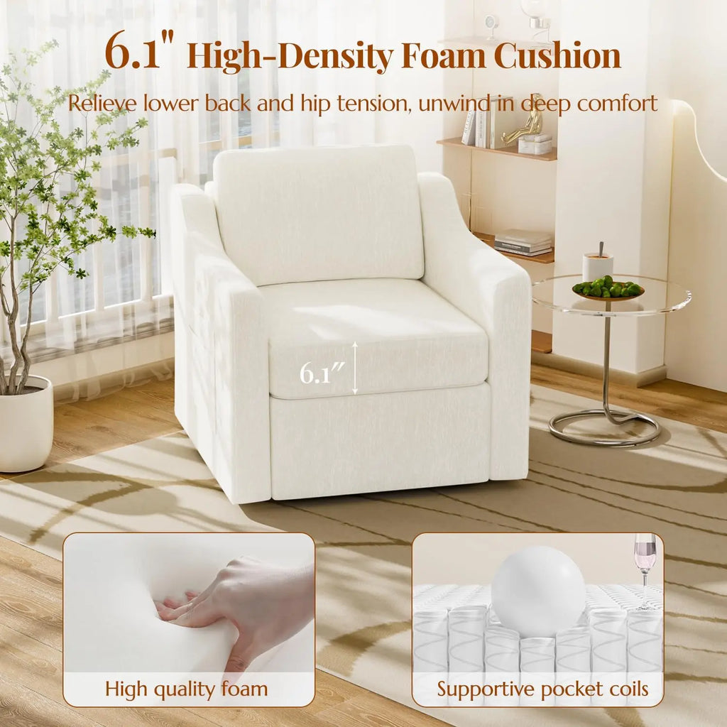 360° Swivel Accent Chair Set of 2, Large Comfy Reading Chairs, Accent Square Single-seat Armchair Upholstered Sofa