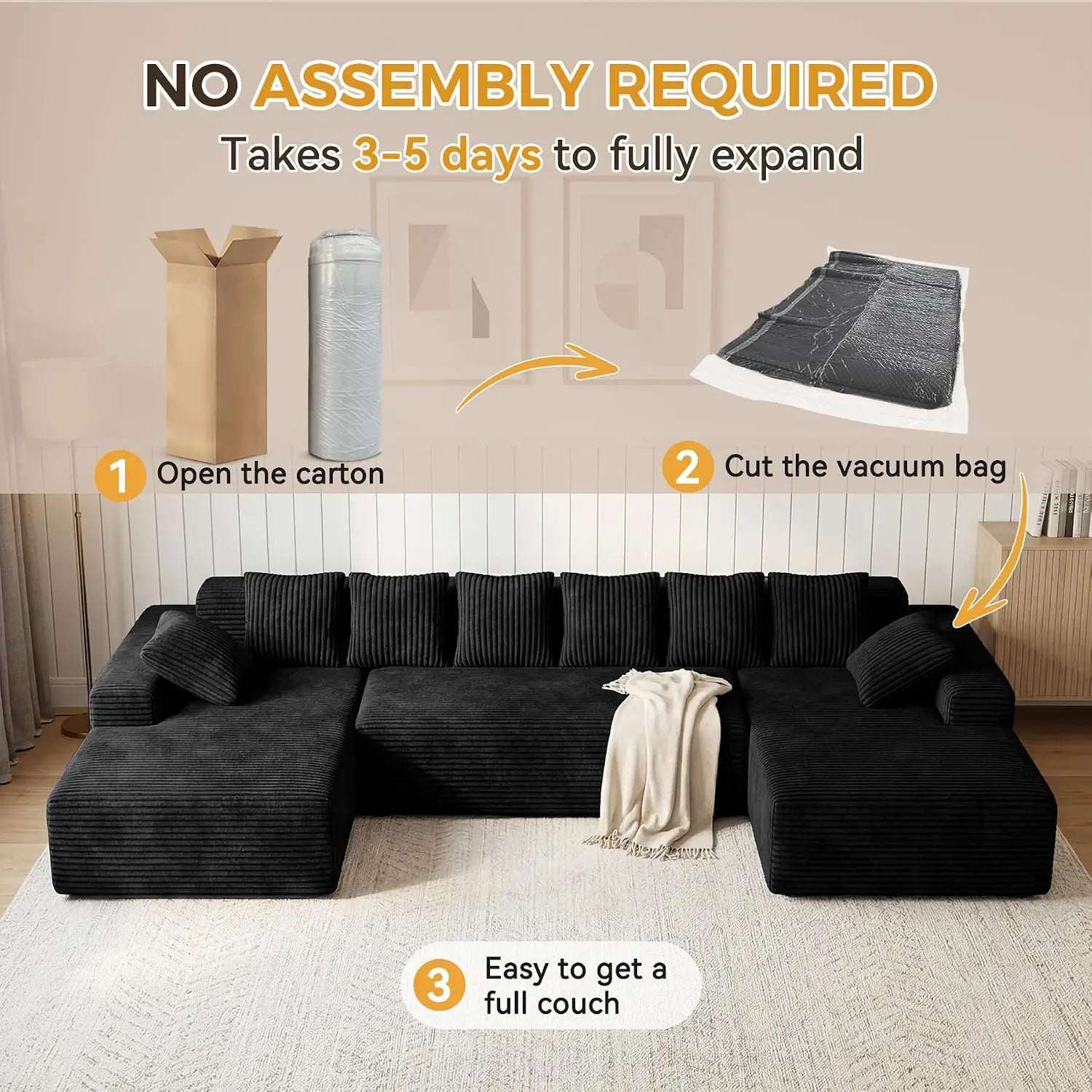 Modular Sectional Sofa Couches L-Shape Couch 3 Seat Modular Sofa Memory Foam Sectional Couches for Living Room,, Customized