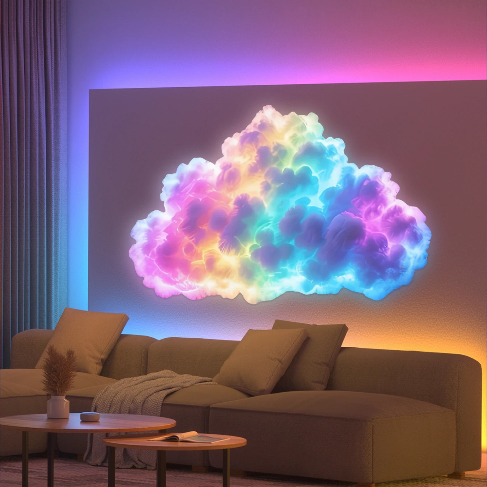 LED 3D Cloud Dynamic Lighting Lamp USB Multicolor Ambience Lights Adjustable Creative Atmospheric Ceiling Light for Home Decor