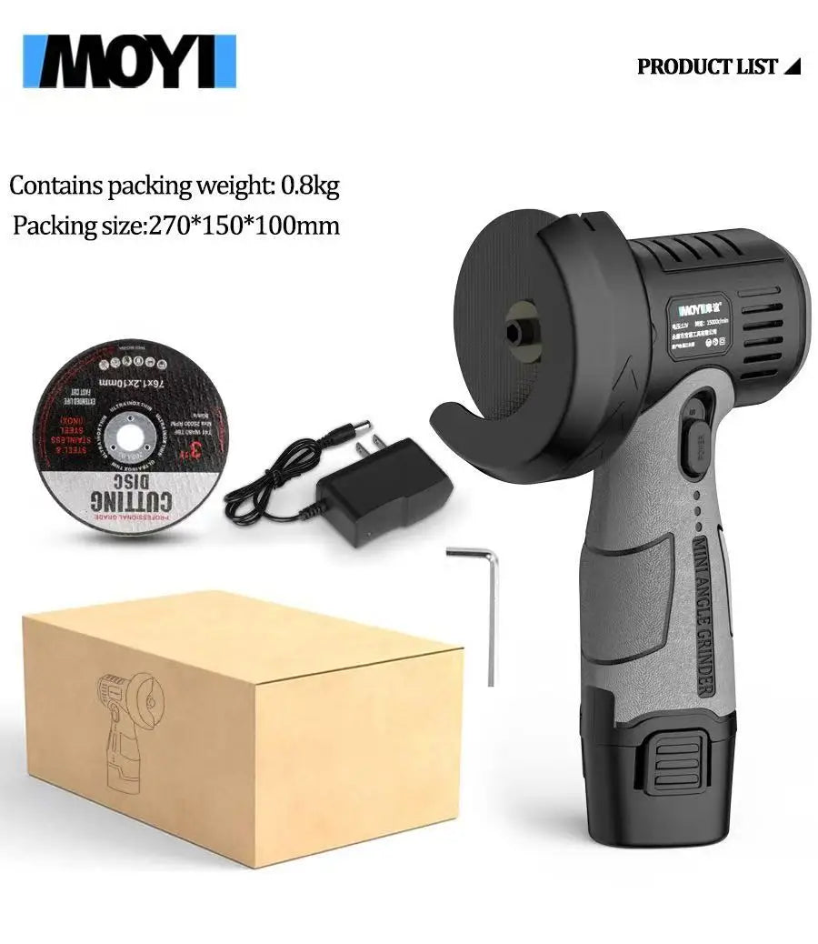 Household 12v battery with brush motor, 3-inch electric angle grinder, cutting machine, woodworking tool