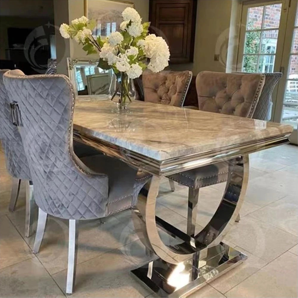 Furniture Dining Table Silver Dining Set with 4 Chairs
