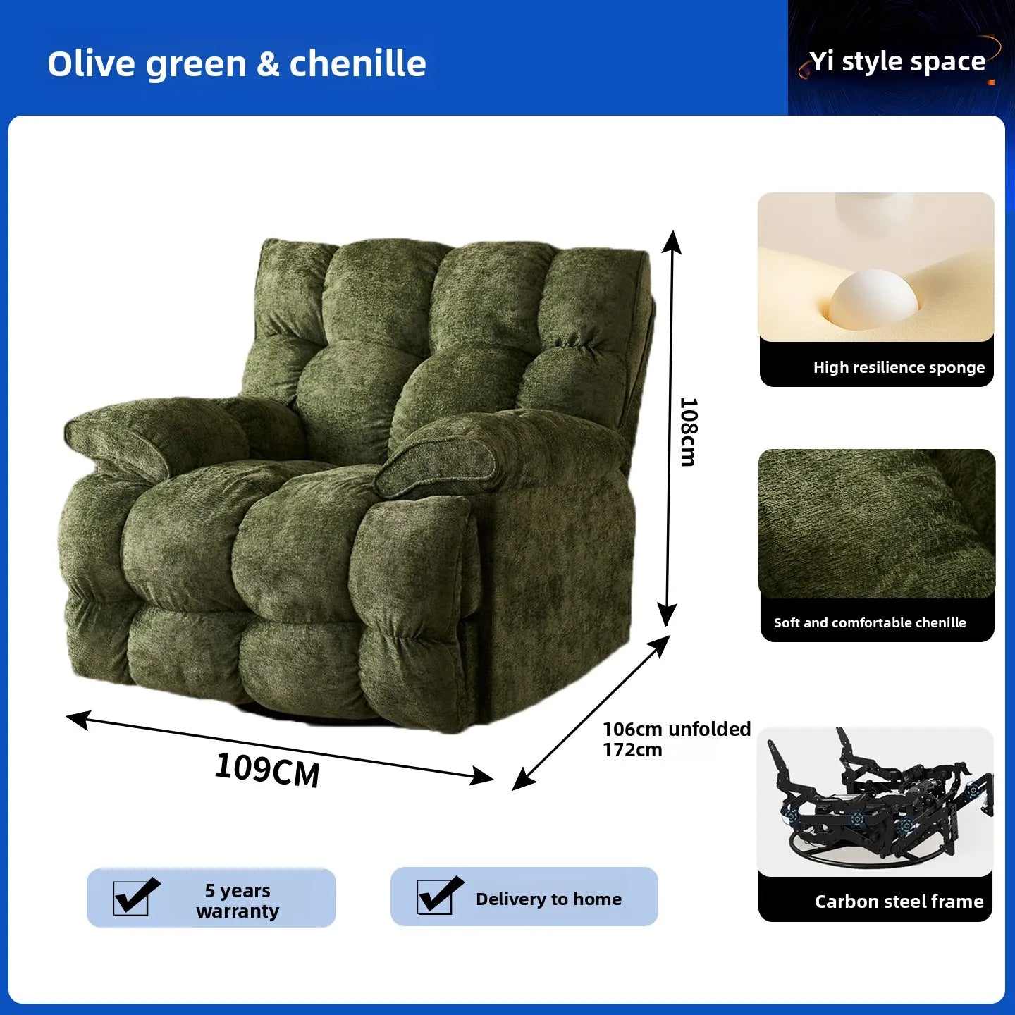 Space Multifunctional Single Sofa Living Room Leisure Cloud Lazy Sofa Sleeping and Reclining Electric Massage Rocking Chair