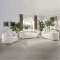 #Factory Outlet European Luxury Rose Gold Leg White Sectional Sofa Genuine Leather Modern Modular Button Tufted LivingRoom Couch