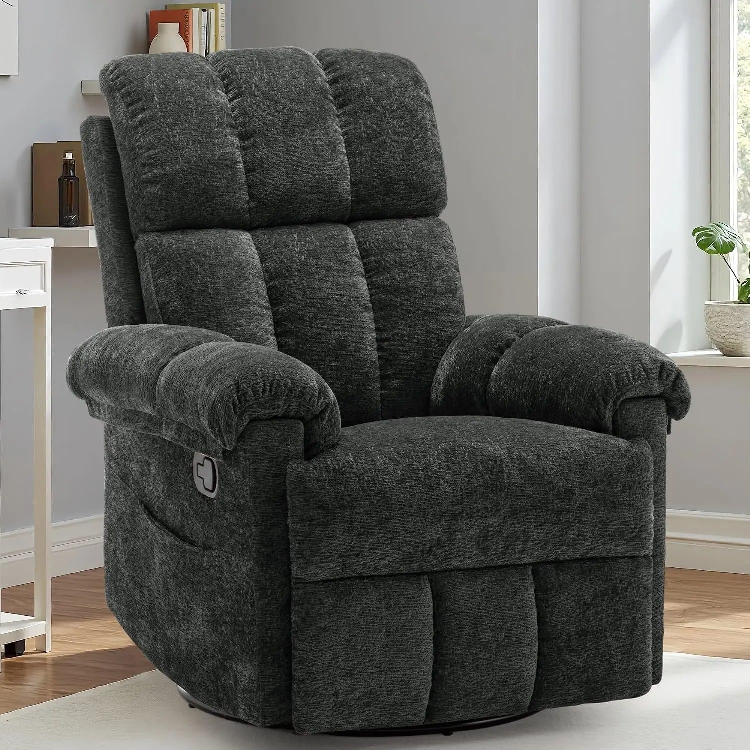 Manual Upholstered Swivel Rocker Recliner,Compact Small Space Reclining Chair For Adults, Custom