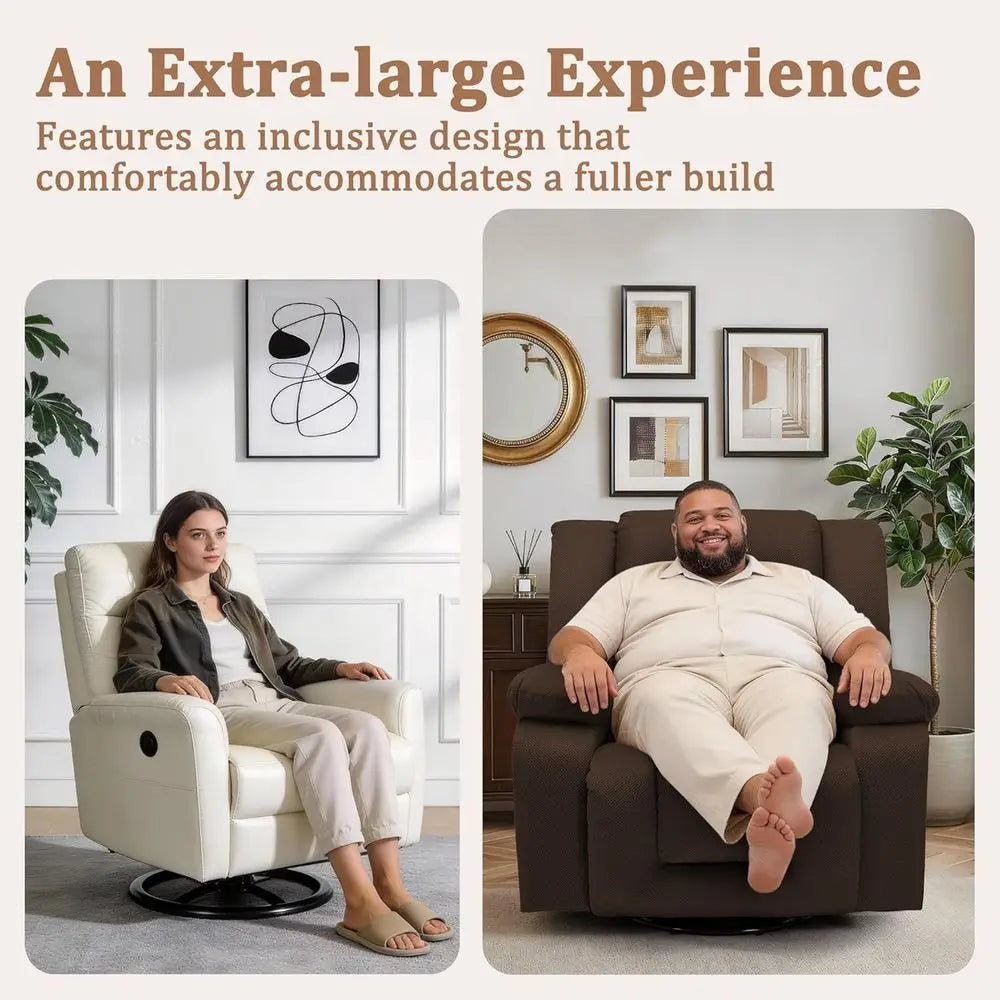 Adult Ergonomic Swivel Rocker Recliner with Heat and Massage for Living and Bedroom Spaces