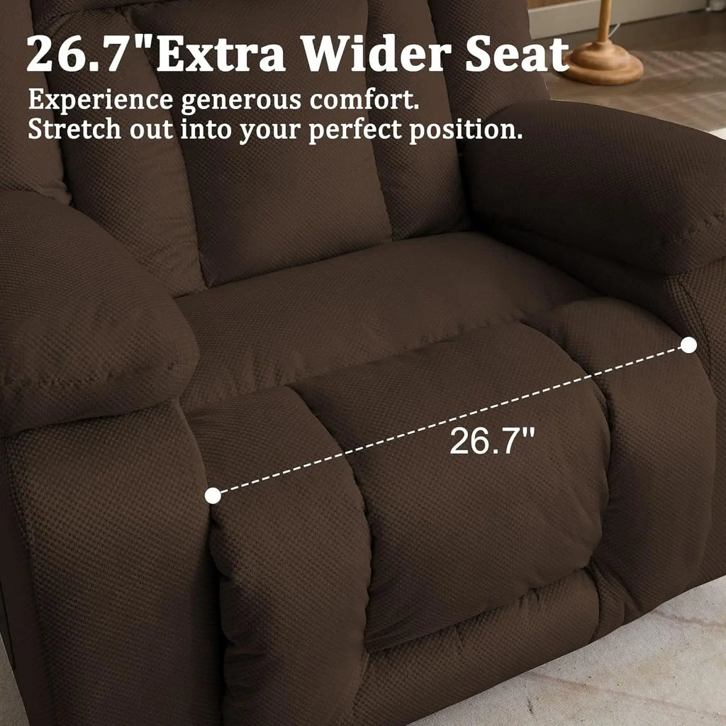 Electric Massage Recliner Chair with Heat & Swivel Rocking, Oversized Waffle Fabric for Living Room Bedroom