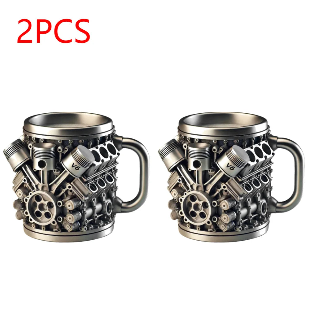 1/2Pcs Unique Car Engine Coffee Cup Stainless Steel Cocktail Beer Mug Tea Cup Gifts for Men Car Lovers For Home And Office Bar