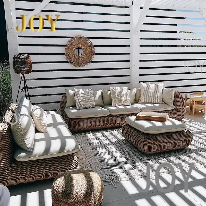 #Outdoor rattan sofa, courtyard, outdoor balcony, leisure small sofa, coffee table combination, garden furniture