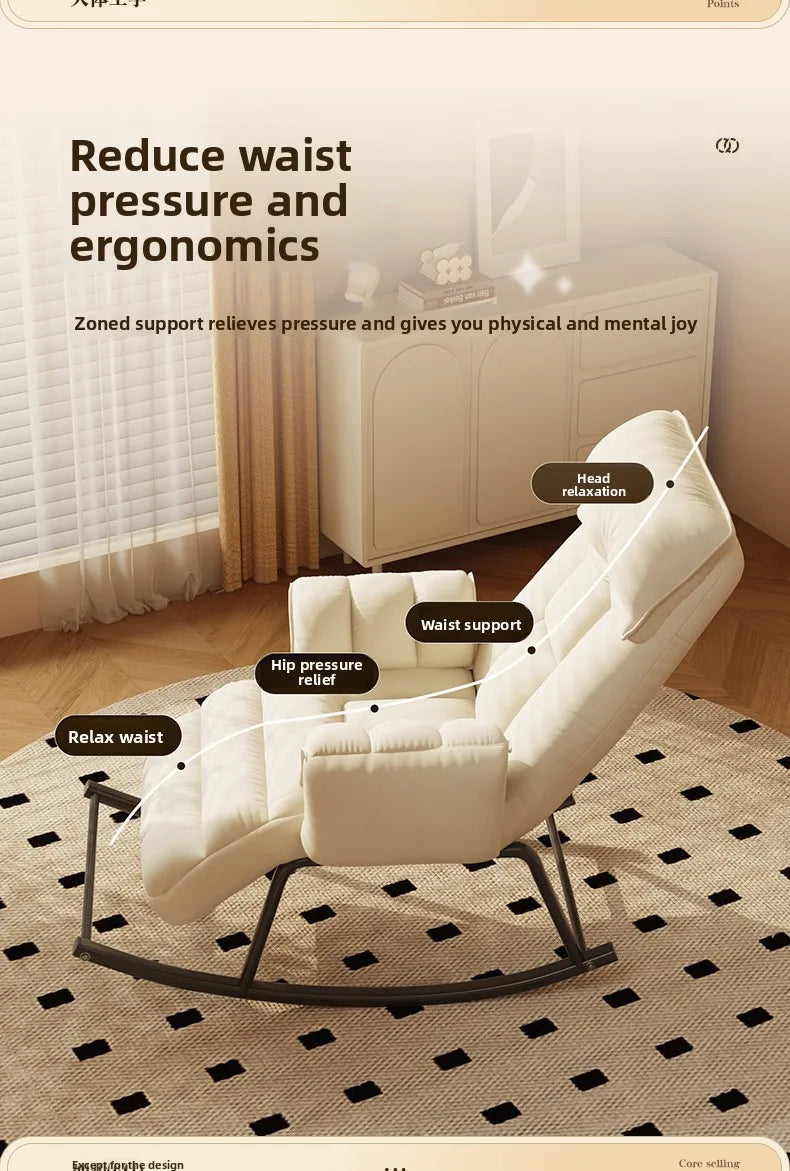 Lazy Rocking Chair Home Retro Balcony Leisure Folding Reclining Chair Sofa Chair Bedroom Single Person Can Sit And Lie Down