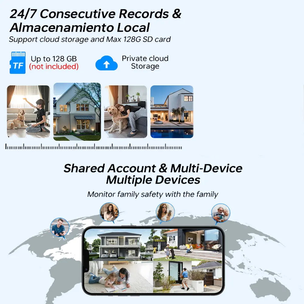EseeCloud 5MP 4G PTZ Solar Battery Camera With Solar Panels Color Night Vision IR Motion Detection Outdoor Waterproof IP Cam