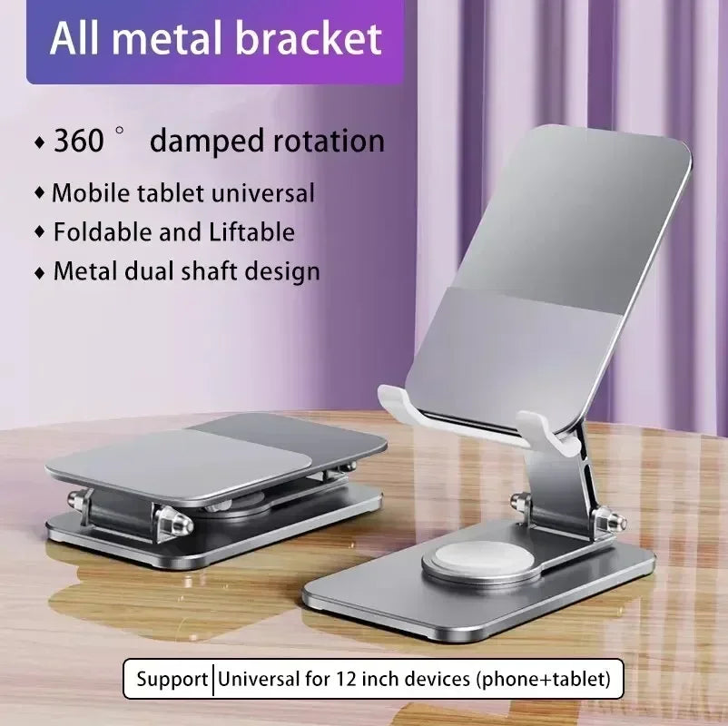 360° Rotation Metal Phone Holder Portable Foldable Desktop Tablet Stand For iPhone Samsung Xiaomi iPad Air Cellphone Bracket
