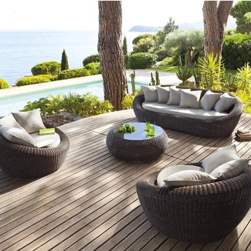 Modern outdoor rattan sofa set for garden patio furniture