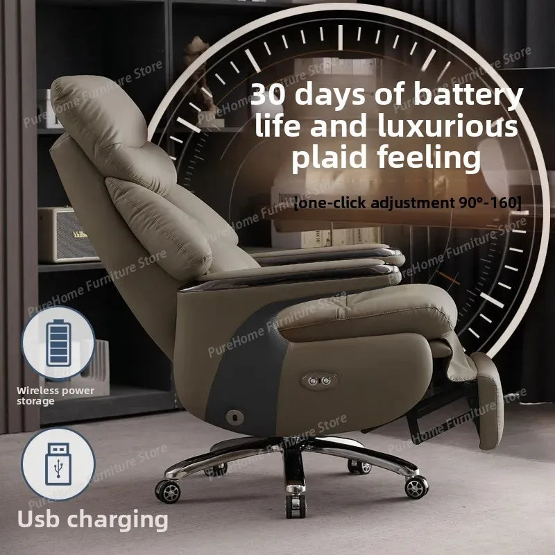 Smart Electric Executive Office Chair with Ventilation - Reclining Massage CEO Chair for Home Professional Use Furniture