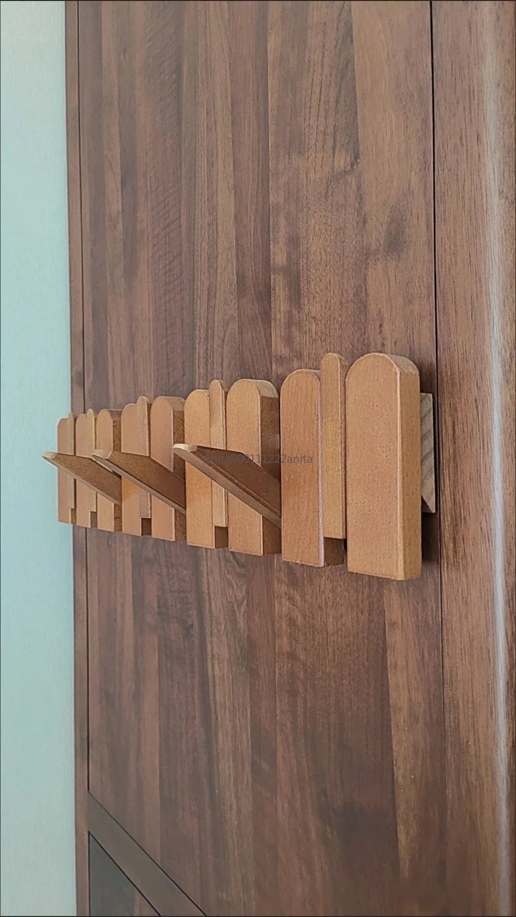 Solid Wood Door Back Coat Hooks Entrance Rack No Drilling Wall Mounted Clothes Hanger for Home Decor