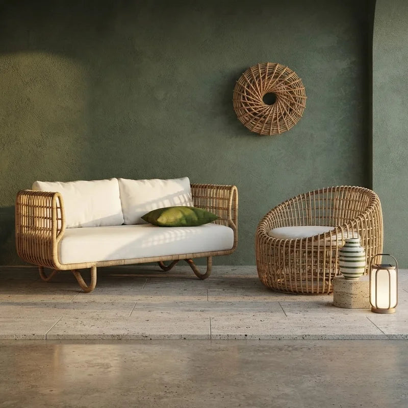 Modern Rattan Garden Sofa Set Outdoor Patio Furniture Leisure Lounge Couch Wicker Balcony Villa Single Seat Lazy Chair