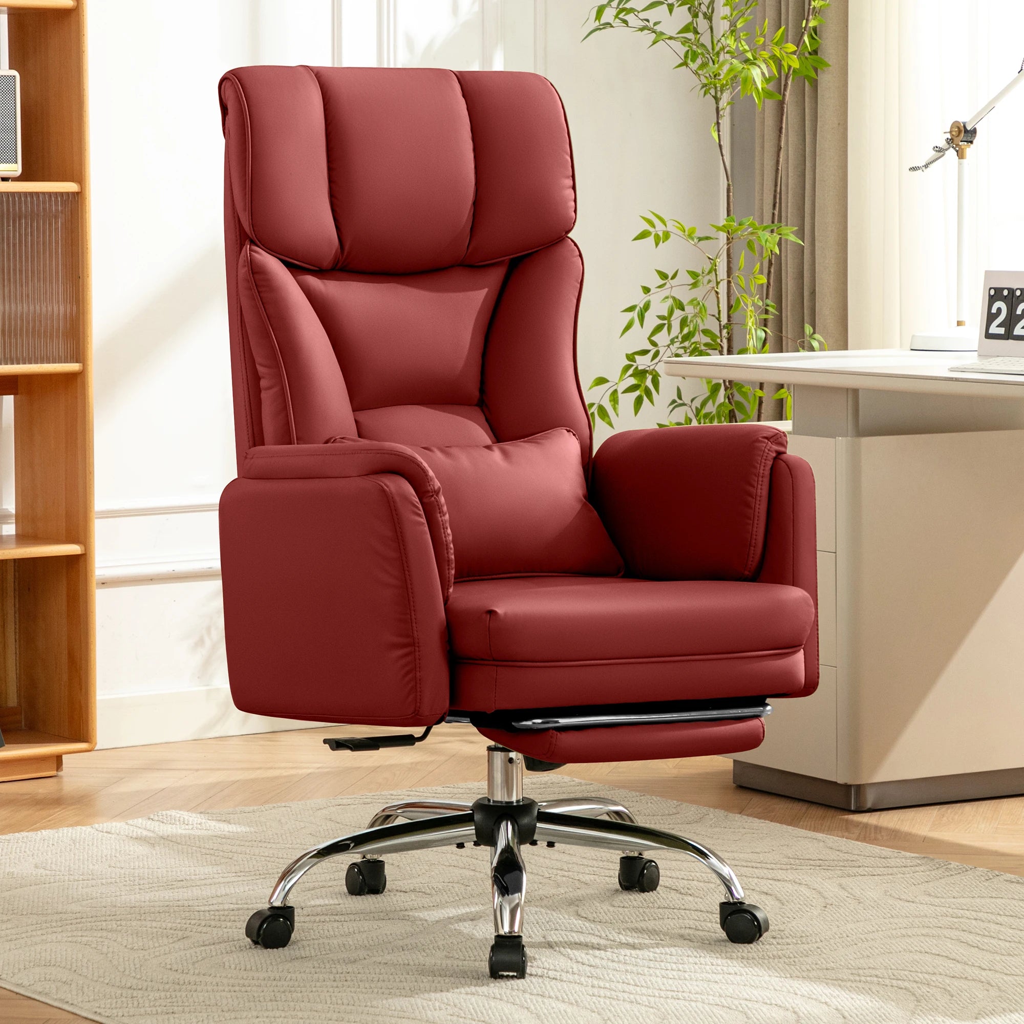 KERDOM 500lbs Big and Tall Office Chair with Flip Armrests and Wide Seat, Home Office Desk Chairs with Adjustment Lumbar Support, for Pets and Cross Legged Sitting, Headrest PU Leather Executive Chair, Metal Base & Quiet Rubb