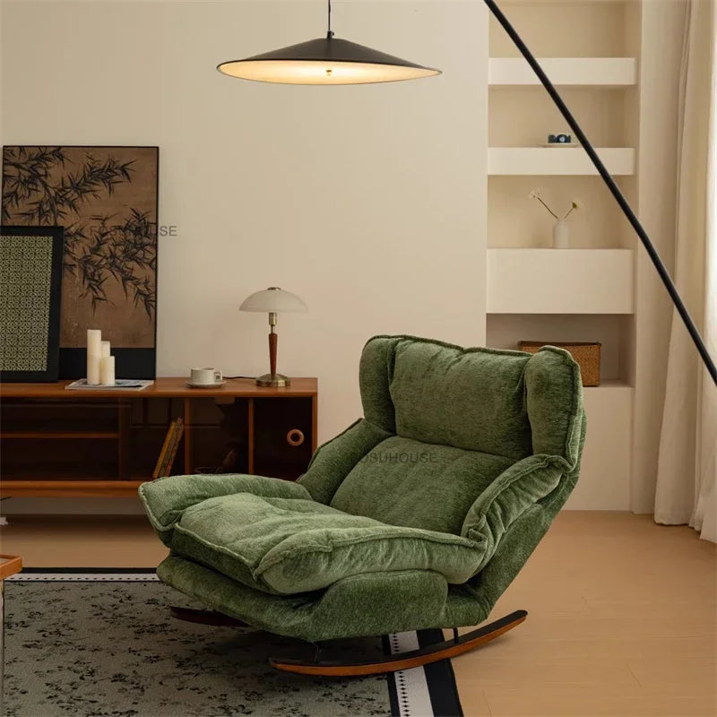 Space Saving Folding Rocking Chair Single Sofa Recliner Living Room Chair Balcony Home Leisure Nap Adjustable Cozy Lounge Chair