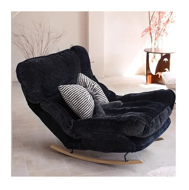 Single Lazy Rocking Recliner Adjustable Backrest Leisure Sofa Chair for Outdoor Balcony Bedroom