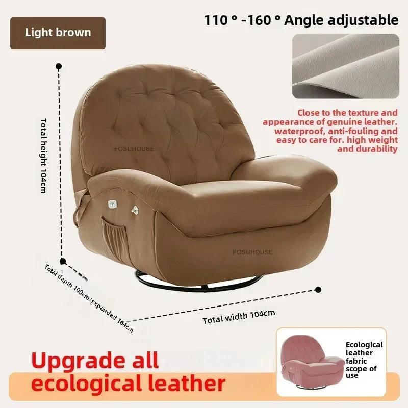 Nordic Home Rotating Recliner Modern Living Room Furniture Leisure Lazy Sofa Bed Rocking Chair Designer Fabric Living Room Sofas