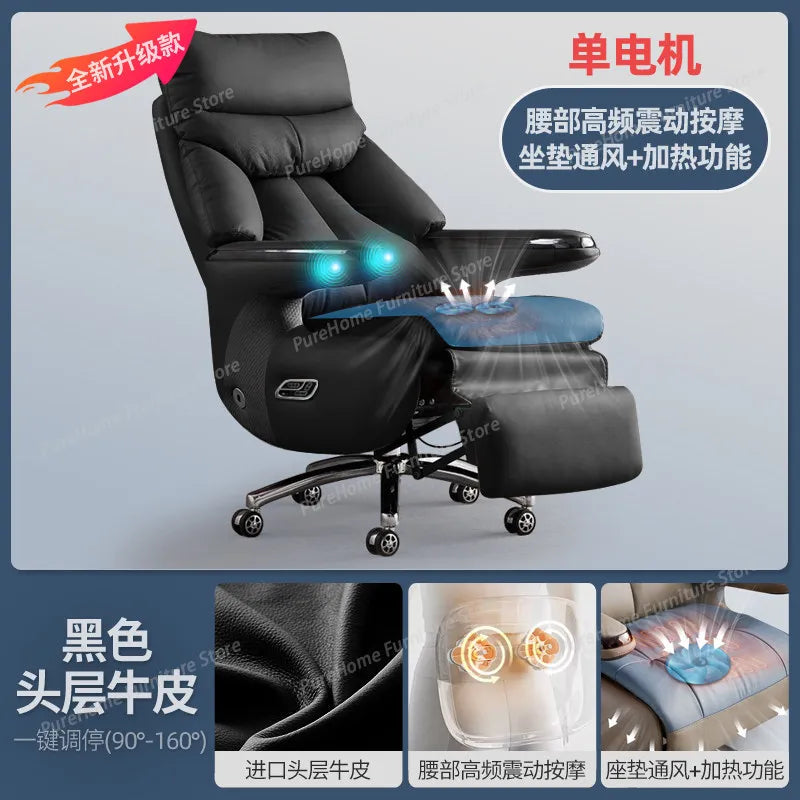 Smart Electric Executive Office Chair with Ventilation - Reclining Massage CEO Chair for Home Professional Use Furniture