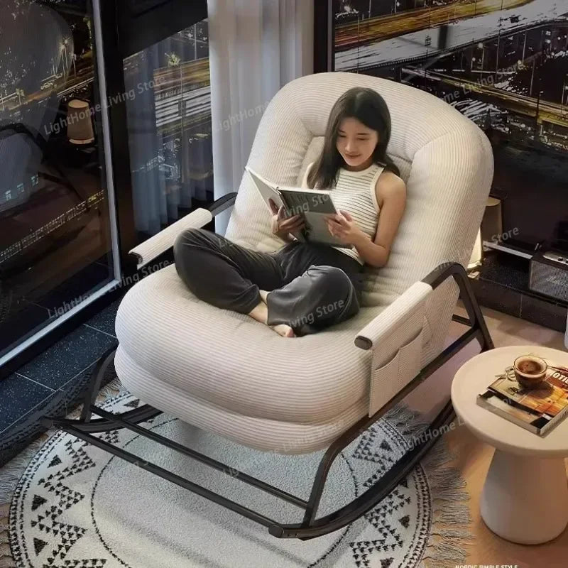 Lazy Rocking Chair Recliner Sofa Single Seat Comfortable Lounger Balcony Living Room Bedroom Home Leisure Seat