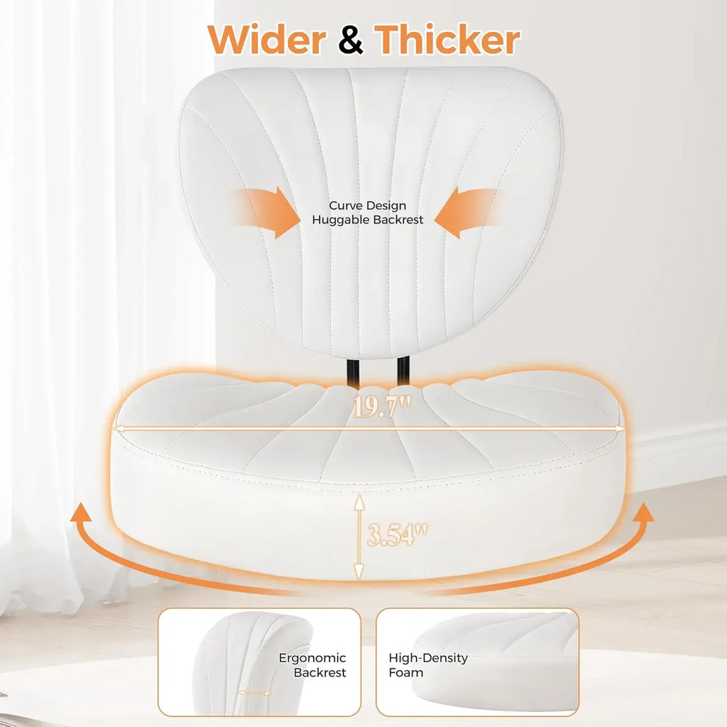 White Cross Legged Ergonomic Criss Cross Chair With Wheels 360 Swivel Height Adjustable Meditation Yoga ADHD Wide Kneeling Lumba