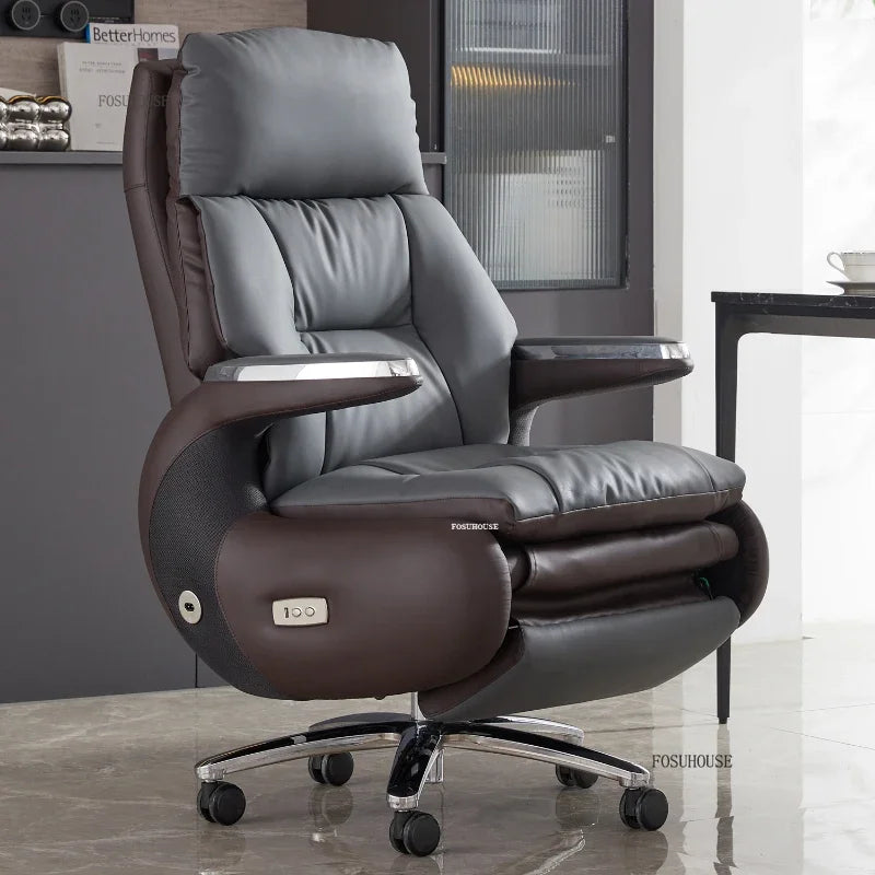 Nordic Designer Leather Boss Office Chairs Comfortable Leather Back Computer Chairs Lunch Break Gaming Chairs office Furniture A