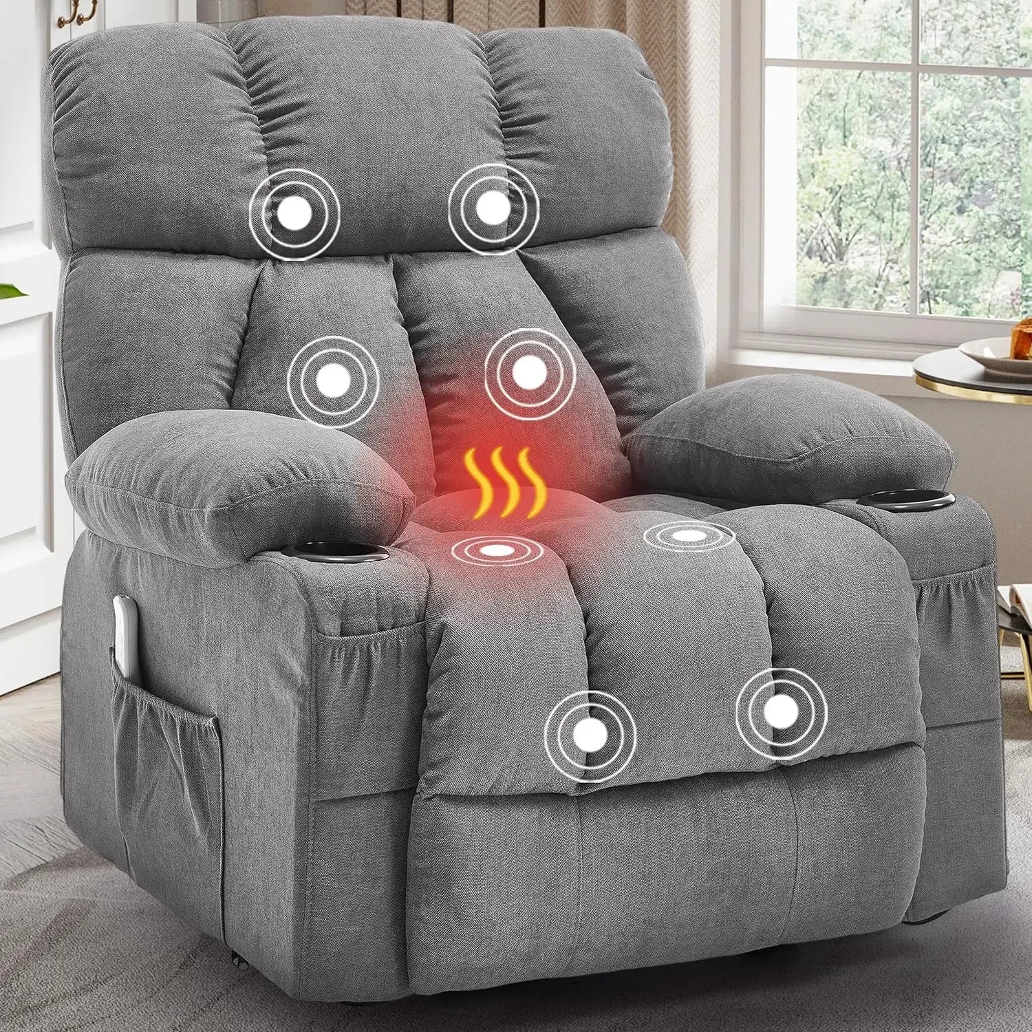 Massage Rocking Recliner Chair, Ergonomic Recliners Sofa with Vibration Massage & Heat, Rocking Chair Nursery Chair for Living R