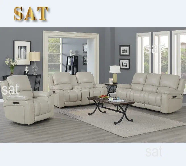 #Modern Luxury Living Room Furniture Genuine Leather Power Recliner Sofa Sets 3 2 1
