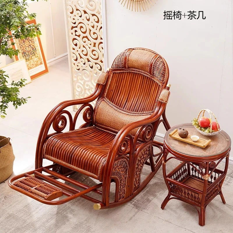 Natural rattan rocking chair adult sofa household cushion living room