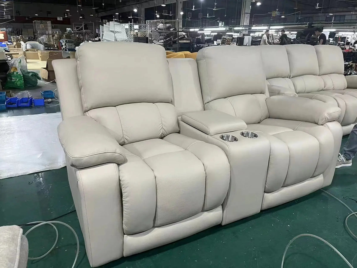 #Modern Luxury Living Room Furniture Genuine Leather Power Recliner Sofa Sets 3 2 1