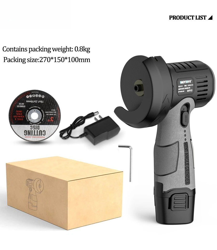 12V Lithium Mini Angle Grinder, Portable Lithium Wireless Small Angle Grinder, Grinding, Cutting, Polishing Machine Tool