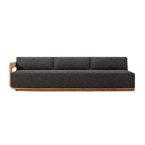 Nordic Outdoor Teak Sofa Set Solid Wood Waterproof Leisure Sofa and Coffee Table Combo for Villa Courtyard Homestay Patio
