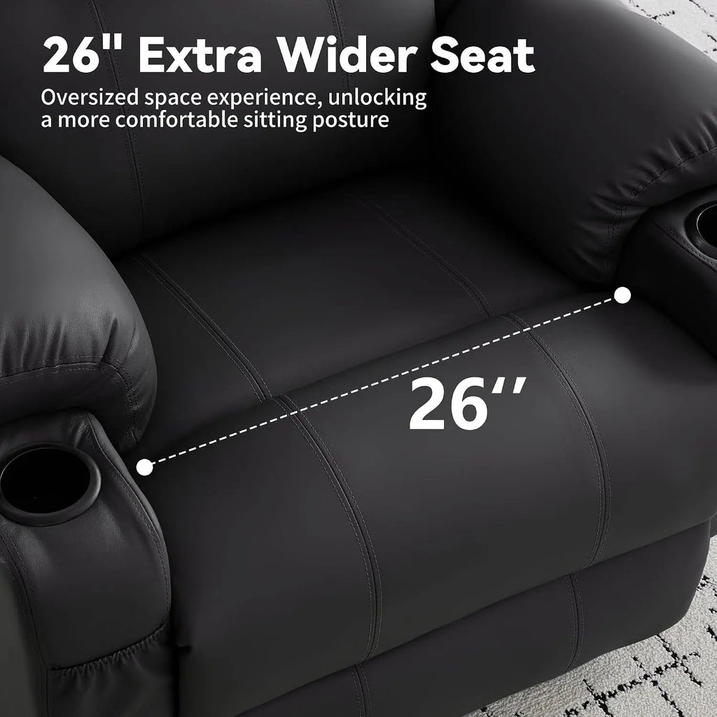 Oversized 360° Swivel Rocker Recliner Chair with Heat & Massage, Manual Recliner for Adults, Custom