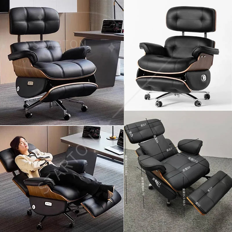 Electric boss chair Modern leather office Massage Reclining computer Study lunch break Multifunctional large