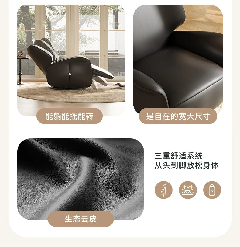 Modern Luxury Aesthetic Single Leather Sofa Lazy Recliner Couch Home Furniture Electric Italian Designer Sofa