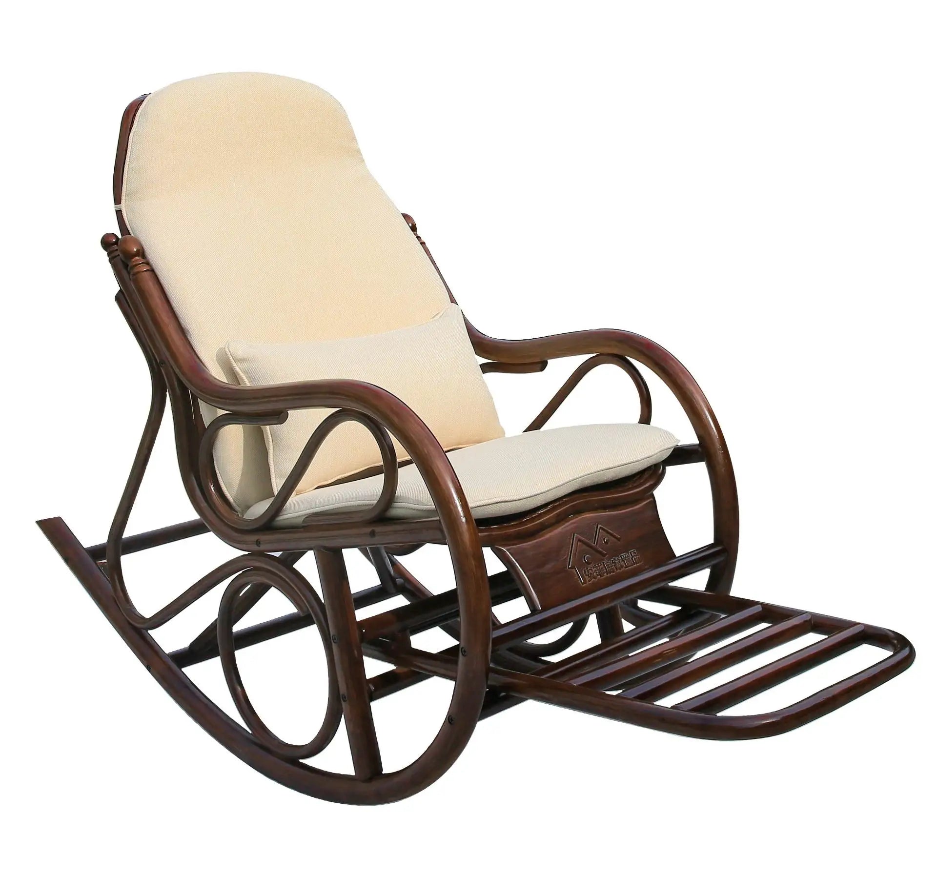 natural real rattan happy elderly solid wood rocking balcony household rattan rocking chair rattan