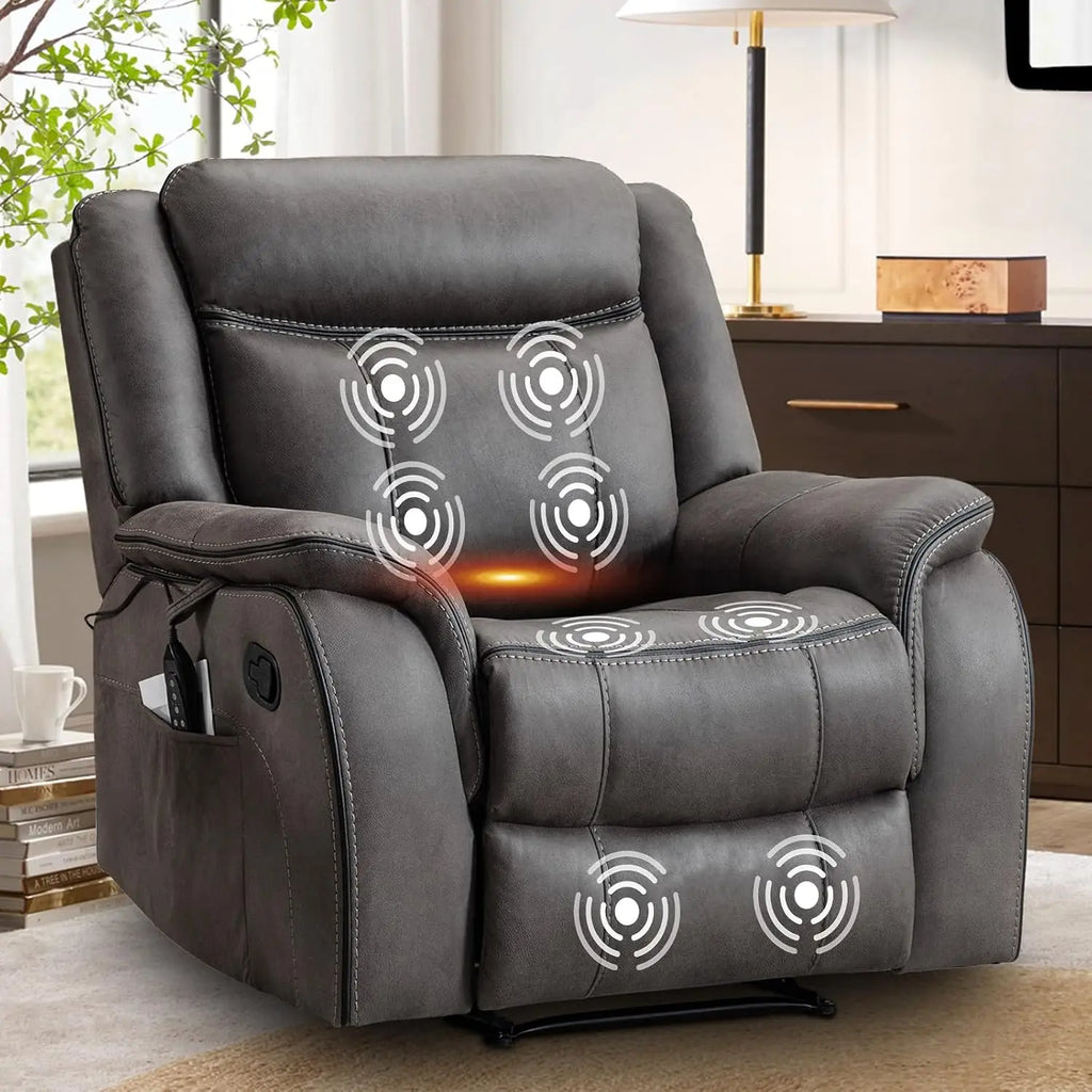39" Wide Manual Massage Recliner with Heat, Faux Leather Ergonomic Lounge Chair, Overstuffed Wall Hugger for Living Room, Custom