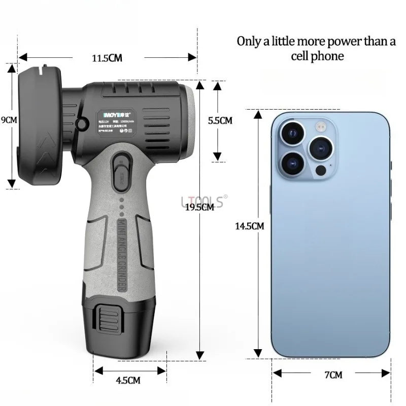12V Mini Brushed Angle Grinder 3-inch Portable Lithium Battery Wireless Electric Polishing Machine Grinding and Cutting Tools