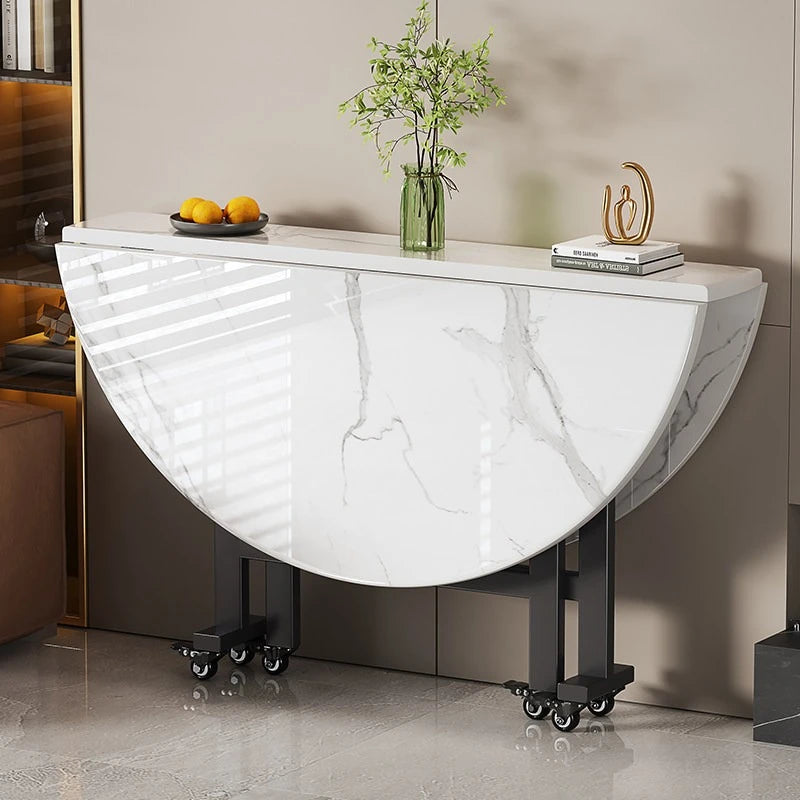 movable small apartment dining table folding round lounge extendable dining table modern Portable mesa comedor Kitchen furniture
