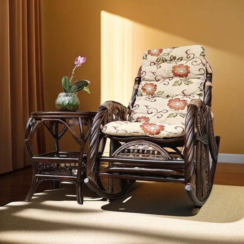 Balcony Siesta Elderly Natural Rattan Chair Rocking Chair Leisure Easy Chair Household