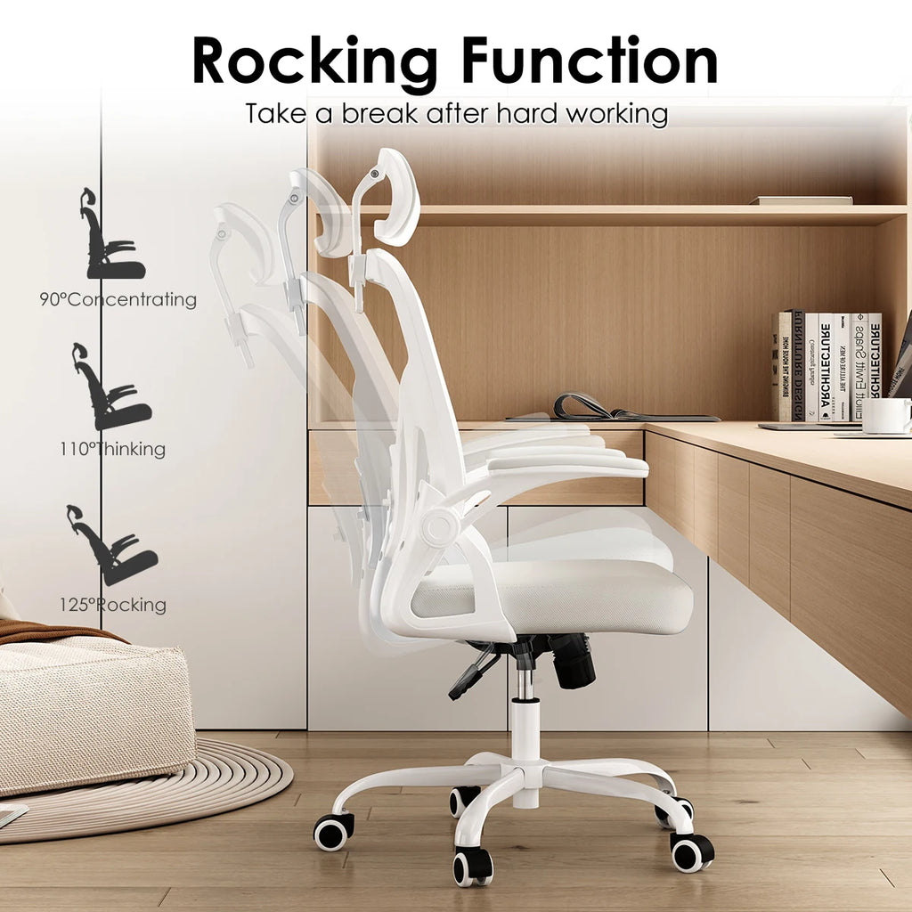 Farini Ergonomic Office Chair, Home Office Desk Chair with Adjustable Lumbar Support, Headrest & Armrest, High Back Computer Chair for Work, Study